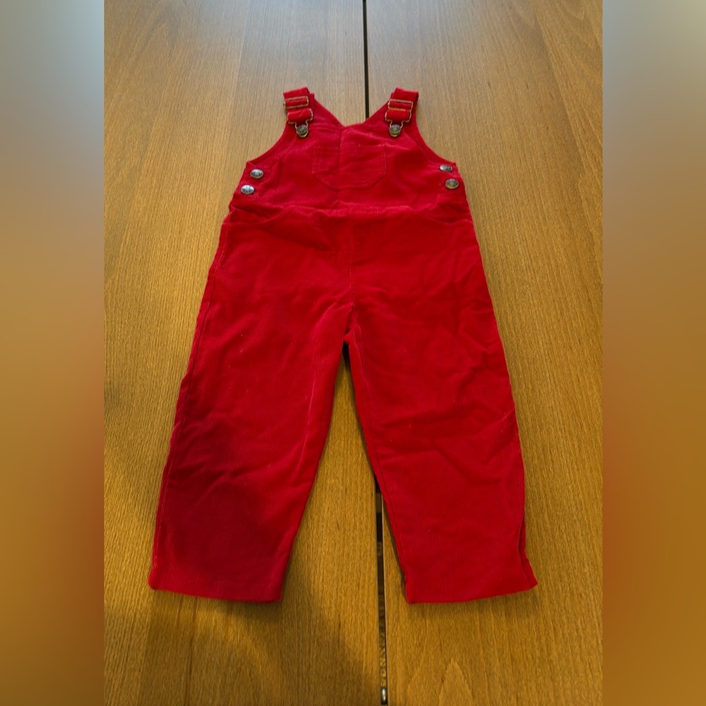 Red Corduroy Kids Overalls